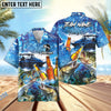 BlueJose Fishing Boat Blue Beer Personalized Hawaiian Shirt (12 Fish Species)
