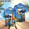 BlueJose Fishing Boat Blue Beer Personalized Hawaiian Shirt (12 Fish Species)