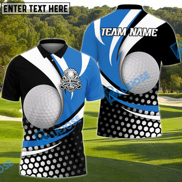 BlueJose Golf Curved Dot Pattern Customized Name, Team Name 3D Shirts (4 Colors)