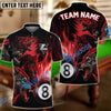 BlueJose Billiards 8-Ball Fire Wolfpack Personalized Name Shirt (4 Colors)