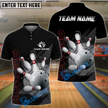 BlueJose Bowling And Pins Deep Retro Customized Name, Team Name 3D Shirt (4 Colors)