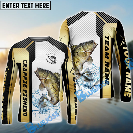 Bluejose Crappie Fishing Golden Premium Dynamic Strike  Name & Team Name 3D Shirts