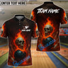 BlueJose Bowling And Pins Fire Skull Lane Streetwear Customized Name, Team Name 3D Shirt (4 Colors)