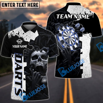 BlueJose Darts Hands On Skull Personalized Name, Team Name Shirt (4 Colors)