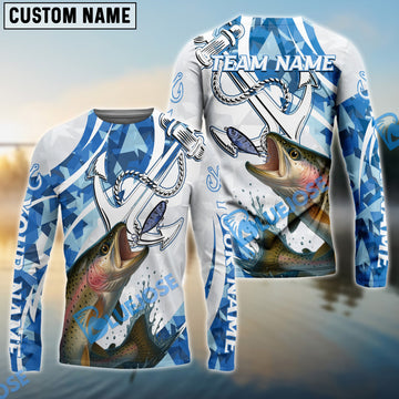 Bluejose Trout Fishing Jumping Fish Rope Hook Ocean Theme Custom Name & Team Name 3D Shirts