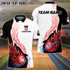 BlueJose Bowling And Pins Flame Ball Royal Design Customized Name, Team Name 3D Shirt (4 Colors)