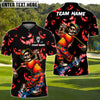 BlueJose Halloween Skeleton Golf Polo Shirt, Customized Name & Team Name 3D Shirts (4 Colors)