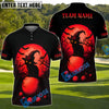 BlueJose Halloween Black Cat Golf Polo Shirt, Customized Name & Team Name 3D Shirts (4 Colors)