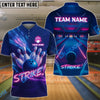 BlueJose Bowling And Pins Neon Strike Lane Customized Name, Team Name 3D Shirt (4 Colors)