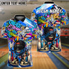 BlueJose Bowling And Pins Graffiti Art Cool Ball Customized Name, Team Name 3D Shirt (4 Colors)