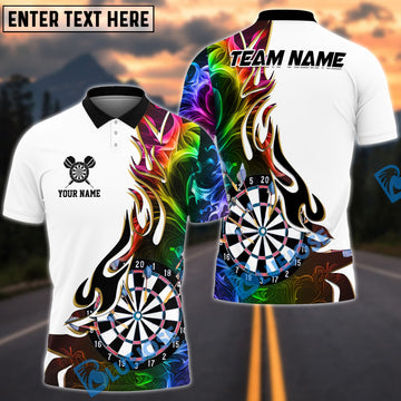BlueJose Darts Golden Line Flame Dartboard Art Design Personalized Name, Team Name Shirt (6 Colors)
