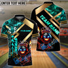 BlueJose Bowling And Pins King Fireball Gold Strike Design Customized Name, Team Name 3D Shirt (4 Colors)