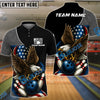 BlueJose Bowling And Pins Patriot Eagle Flag Customized Name, Team Name 3D Shirt (4 Colors)