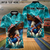 BlueJose Bowling And Pins Patriot Eagle Flag Thunderstorm Customized Name, Team Name 3D Shirt (4 Colors)