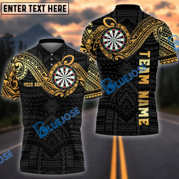 BlueJose Darts Maori Tribal Golden Customized Name, Team Name 3D Shirt (4 Colors)