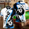 BlueJose Billiards Classic 8-Ball Black & White Personalized Name Shirt (4 Colors)