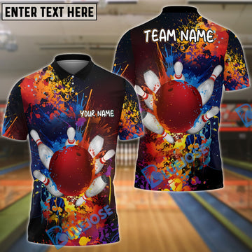 BlueJose Bowling Color Splash Personalized Name, Team Name 3D Shirt