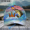 BlueJose Fishing American Flag Beer Personalized Cap (Bass, Walleye, Trout, Catfish, Crappie, Striped Bass, Salmon, Pike, Tuna, Marlin, Mahi-mahi)