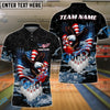 BlueJose Bowling Eagle American Flag Camo Customized Name, Team Name 3D Shirt (4 Colors)