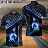 BlueJose Bowling And Pins Gold Strike Line Design Customized Name, Team Name 3D Shirt (4 Colors)