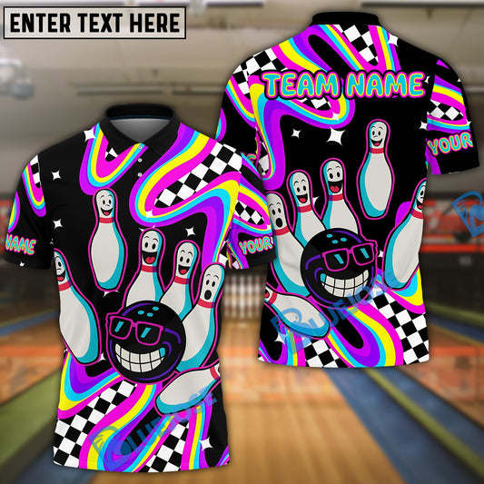 BlueJose Bowling And Pins Cool Shades Customized Name, Team Name 3D Shirt