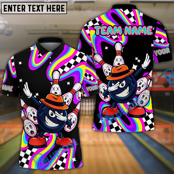 BlueJose Bowling And Pins Victory Dab Customized Name, Team Name 3D Shirt