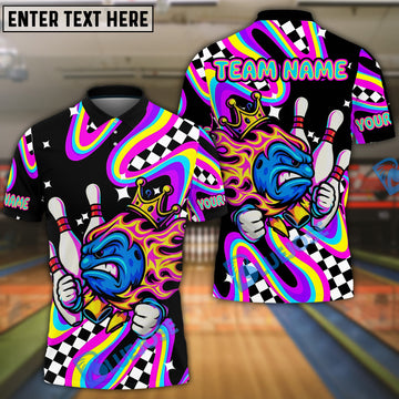 BlueJose Bowling And Pins King Flame Customized Name, Team Name 3D Shirt