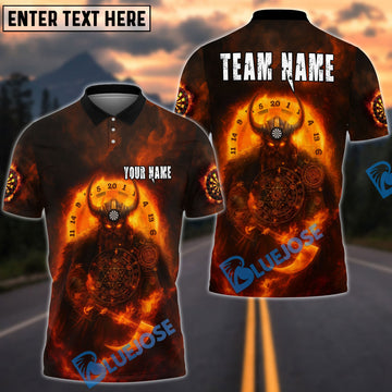 BlueJose Darts Viking Fire Warrior Customized Name, Team Name 3D Shirt (4 Colors)
