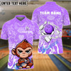 BlueJose Bowling And Pins Cute Baby Monkey Customized Name, Team Name 3D Shirt (4 Colors)