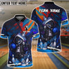 BlueJose Bowling And Pins Street Wolf Graffiti Urban Style Customized Name, Team Name 3D Shirt (4 Colors)