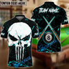 BlueJose Billiards 8 Ball Punisher Skull Crossing Cue Personalized Name, Team Name Unisex Shirt (4 Colors)