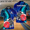BlueJose Bowling And Pins Galaxy Flame Customized Name, Team Name 3D Shirt (4 Colors)