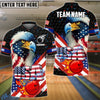 BlueJose Bowling And Pins Eagle Flag Star Customized Name, Team Name 3D Shirt (4 Colors)