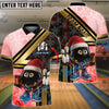 BlueJose Bowling And Pins Happy Ball Caro Snowflake Pattern Customized Name, Team Name 3D Shirt (4 Colors)