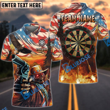 BlueJose Darts American West Cowboy Skull Personalized Name Shirt