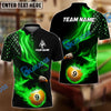 BlueJose Billiards Ball 9 Eagle Flag Flame Personalized Name Shirt (4 Colors)