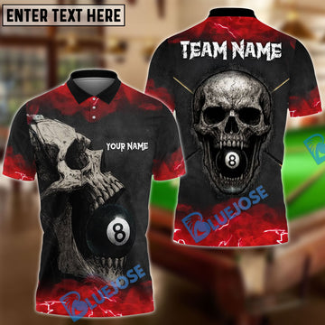 BlueJose Billiards Ball 8 Skull Thunder Personalized Name Shirt (4 Colors)