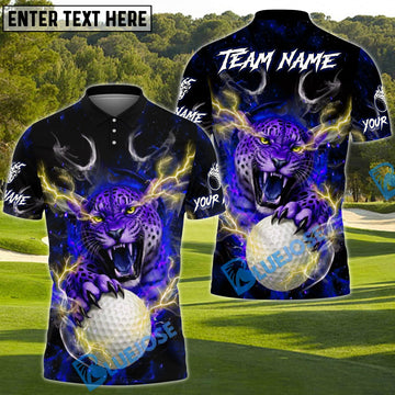 BlueJose Savage Leopard Golf Polo Customized Name, Team Name 3D Shirts (4 Colors)