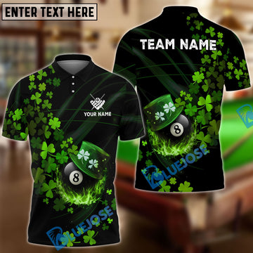 BlueJoses Billiards Ball 8 Irish Leaf Flow Customized Name, Team Name 3D Shirt