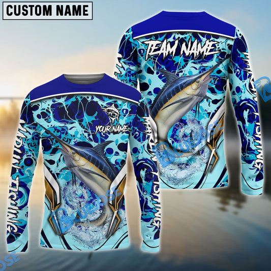 Bluejose Marlin Fishing Blue Fiction Sea Custom Name & Team Name 3D Shirts