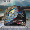 BlueJose Fishing Camo Flag Patriot Personalized Cap (11 Breeds)