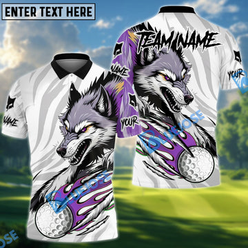 BlueJose Savage Wolf Golf Polo Customized Name, Team Name 3D Shirts (4 Colors)