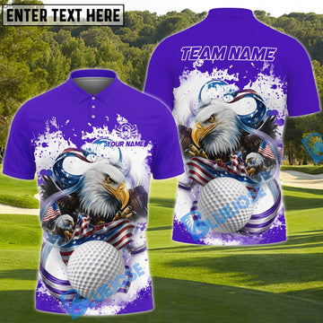 BlueJose American Eagle Power Golf Polo Customized Name, Team Name 3D Shirts (4 Colors)