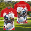 BlueJose American Eagle Power Golf Polo Customized Name, Team Name 3D Shirts (4 Colors)