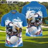 BlueJose American Eagle Power Golf Polo Customized Name, Team Name 3D Shirts (4 Colors)