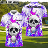 BlueJose Flaming Skull Golf Polo Customized Name, Team Name 3D Shirts (4 Colors)