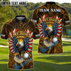BlueJose American Eagle Swing Golf Polo Customized Name, Team Name 3D Shirts (4 Colors)