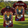 BlueJose American Eagle Swing Golf Polo Customized Name, Team Name 3D Shirts (4 Colors)