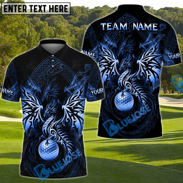 BlueJose Dragon Fairway Golf Polo Customized Name, Team Name 3D Shirts (4 Colors)