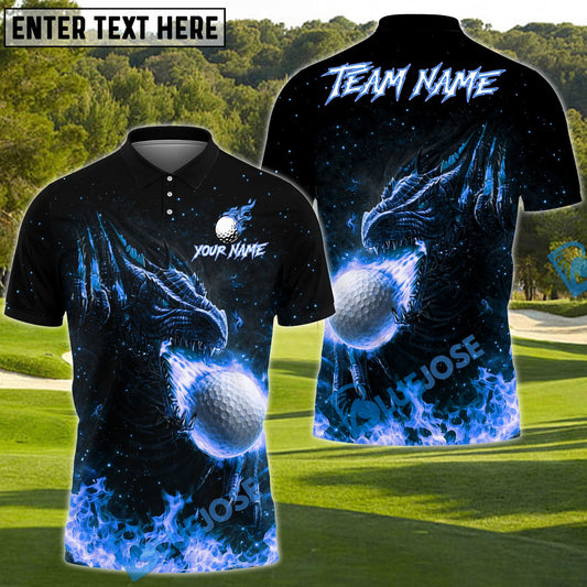 BlueJose Fire Dragon Fairway Golf Polo Customized Name, Team Name 3D Shirts (4 Colors)